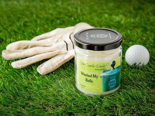 The Candle Daddy Goes Golfing - Washed My Balls - Clean Golf Ball Scented 6 Ounce Jar Candle - 40 Hour Burn