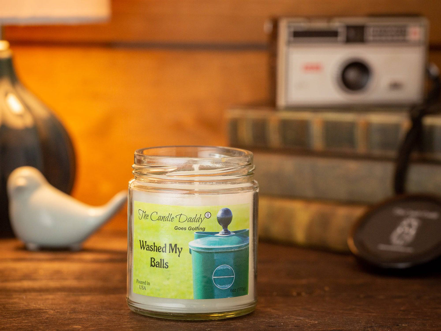 The Candle Daddy Goes Golfing - Washed My Balls - Clean Golf Ball Scented 6 Ounce Jar Candle - 40 Hour Burn