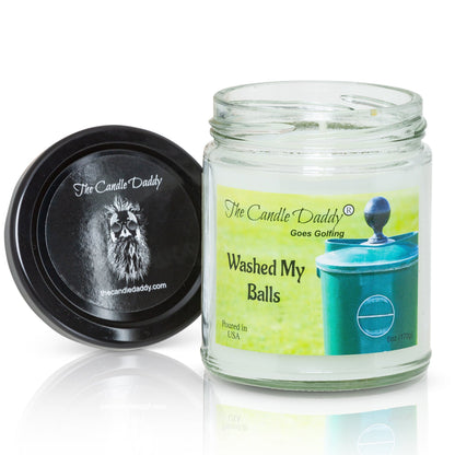 The Candle Daddy Goes Golfing - Washed My Balls - Clean Golf Ball Scented 6 Ounce Jar Candle - 40 Hour Burn